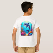 Grappige dolfijn in het levendige koraalrif t-shirt (Achterkant volledig)