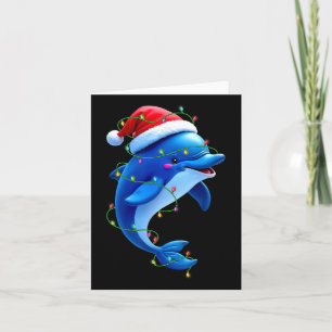 Grappige Dolfijn Kerstman Hoed Kerstboom Lights Xm Kaart