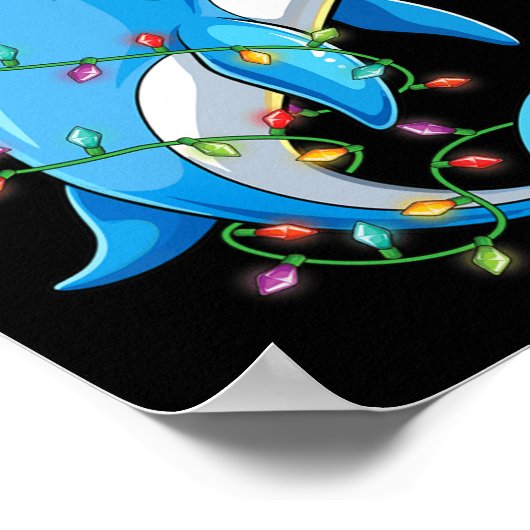 Grappige Dolfijn Kerstman Hoed Kerstboom Lights Xm Poster (Hoek)