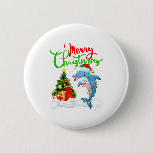 Grappige Dolfijn Vis Liefhebber Xmas Verlichting D Ronde Button 5,7 Cm