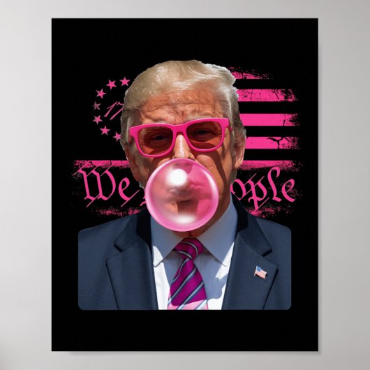 Grappige Donald Trump Bubble Gum Roze 4 juli Ameri Poster (Voorkant)