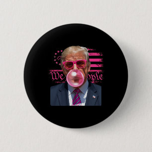 Grappige Donald Trump Bubble Gum Roze 4 juli Ameri Ronde Button 5,7 Cm