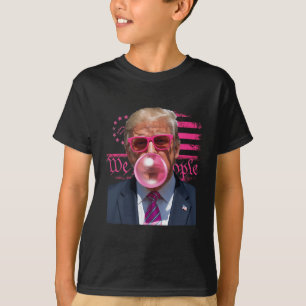 Grappige Donald Trump Bubble Gum Roze 4 juli Ameri T-shirt