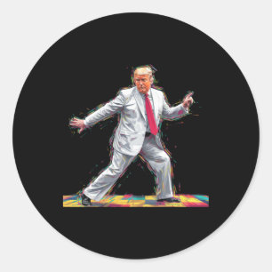Grappige Donald Trump Disco Dancing 60s 70s 80s Pr Ronde Sticker