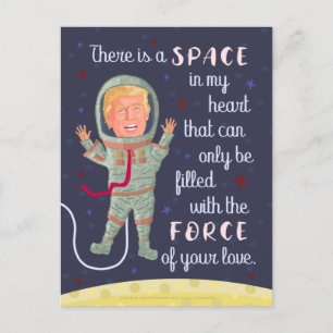 Grappige Donald Trump Outer Space Valentijnsdag Feestdagenkaart