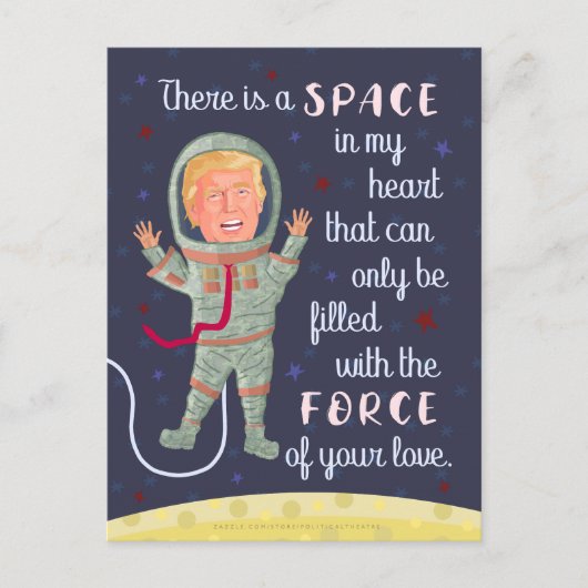 Grappige Donald Trump Outer Space Valentijnsdag Feestdagenkaart (Voorkant)