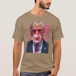 Grappige Donaldrump Bubble Gum Roze 4 juli Amerika T-shirt