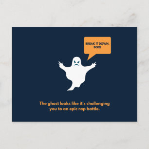 Grappige donkerblauwe en oranje Halloween Briefkaart