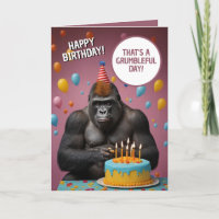 Grappige donkerroze gorilla verjaardag