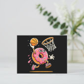 Grappige Donut Dunking Basketbal Voedsel Kampioen  Feestdagenkaart (Staand voorkant)