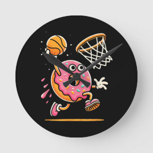 Grappige Donut Dunking Basketbal Voedsel Kampioen  Ronde Klok