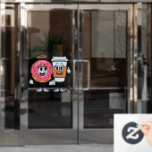 Grappige Donut Shop Koffie en Donuts samen Raamsticker (Kantoordeur)