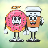 Grappige Donut Shop Koffie en Donuts samen Raamsticker (Vel 3)