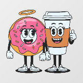 Grappige Donut Shop Koffie en Donuts samen Raamsticker (Vel)