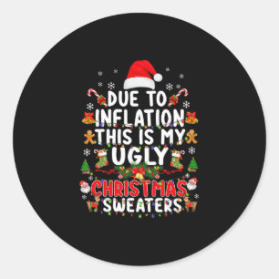 Grappige door inflatie lelijke kersttrui voor ronde sticker