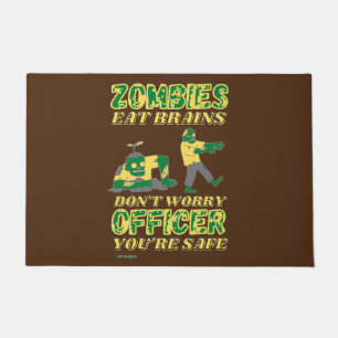grappige doormat "ZOMBIES EAT BRAINS..." Deurmat
