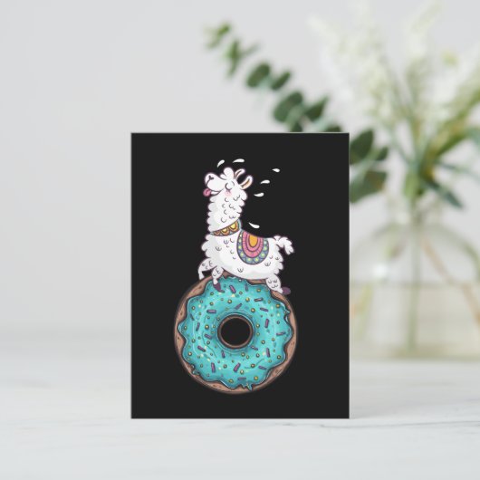 Grappige Doughnut Llama Alpaca Donut Briefkaart (Staand voorkant)