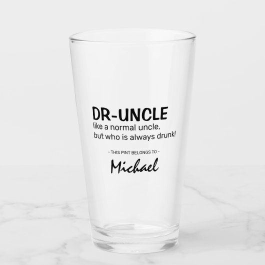 Grappige Dr.-oom Quote | Gepersonaliseerde Uncle G Glas (Voorkant)