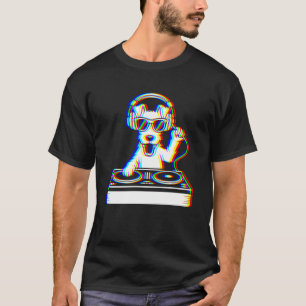 Grappige Draadharige Vossen Terriër DJ Glitch Rave T-shirt