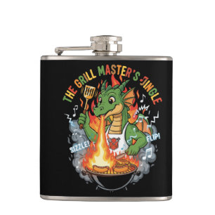 Grappige Draak Grill Meester BBQ & Grill Cartoon Heupfles