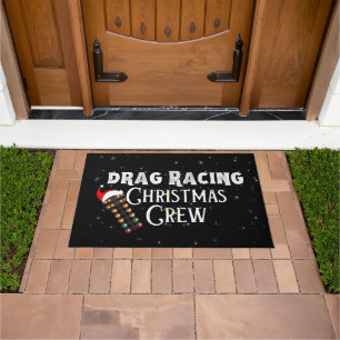 Grappige Drag Racing Kerst Crew Deurmat