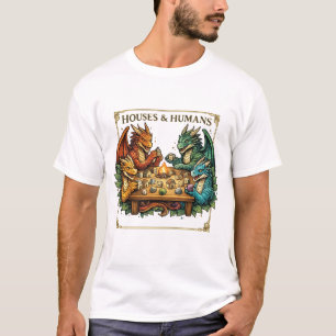 Grappige Drakenhuizen en Mensen Fantasy Kunst T-shirt