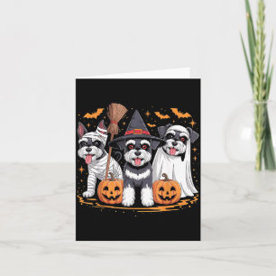 Grappige Drie Miniatuur Schnauzer Pompoen Hallowee Kaart