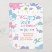 Grappige Drie Rex 3e Dinosaurus Verjaardag Kaart (Voorkant / Achterkant)