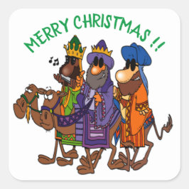 Grappige Drie Wijze Mannen Dudes op Camels Christm Vierkante Sticker