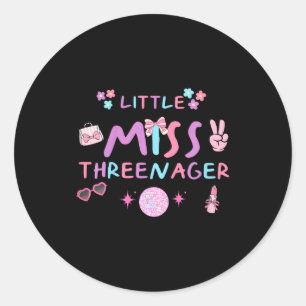 Grappige driejarige blije 3de verjaardagsfeestje 3 ronde sticker