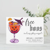 Grappige Drink Gratis Boos Foto Halloween Bruiloft Save The Date (Staand voorkant)