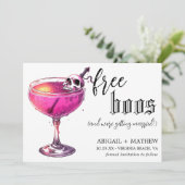 Grappige Drink Gratis Boos Foto Halloween Bruiloft Save The Date (Staand voorkant)