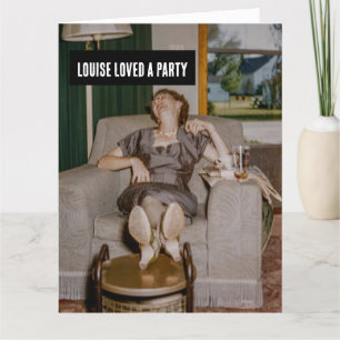 GRAPPIGE  DRINK VROUW GROET VERJAARDAG KAART