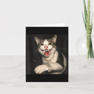 Grappige Drip Kat Meme Hip Hop Bling Gangster Kitt Kaart