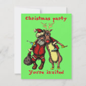 Grappige dronken kerstman en rudolph kerstkaart kaart (Voorkant)