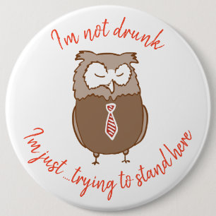 Grappige dronken uil knop ronde button 6,0 cm