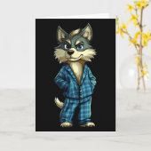 Grappige Droom Wolf In Pyjama Outfit Voor Slaap Bo Kaart (Gele Bloem)