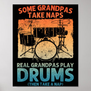 Grappige Drummer Kunst voor Opa Mannen Drumline Dr Poster