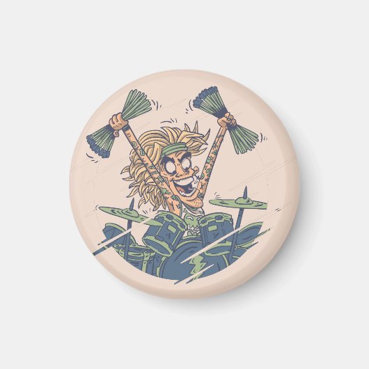 Grappige Drummer Magneet (Voorkant)