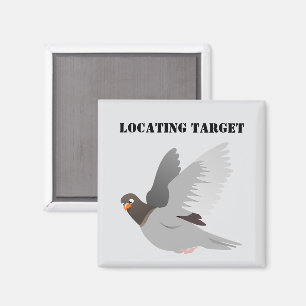 Grappige Duif Cartoon, "Locating Target" Vogel Hum Magneet
