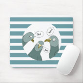 Grappige duif groeten met blauwe strepen muismat (Met muis)