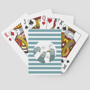 Grappige duif groeten met blauwe strepen pokerkaarten
