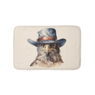 Grappige duif met cowboyhoed, aquarel badmat