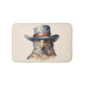 Grappige duif met cowboyhoed, aquarel badmat