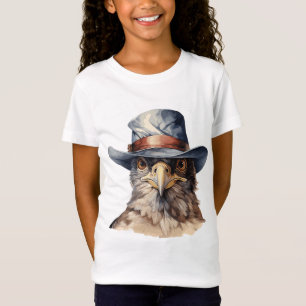 Grappige duif met cowboyhoed, aquarel t-shirt