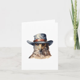 Grappige duif met een cowboy pet, waterverf kaart