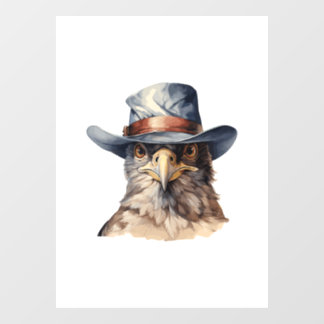 Grappige duif met een cowboy pet, waterverf raamsticker
