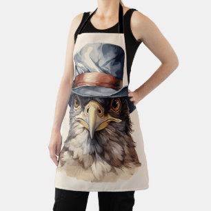 Grappige duif met een cowboy pet, waterverf schort