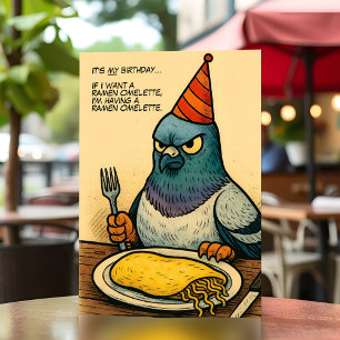 Grappige Duif Verjaardag Vogel Ramen Omelet Humor Kaart