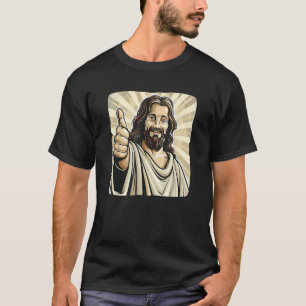 Grappige duim omhoog met Jezus Christus kostuum T-shirt